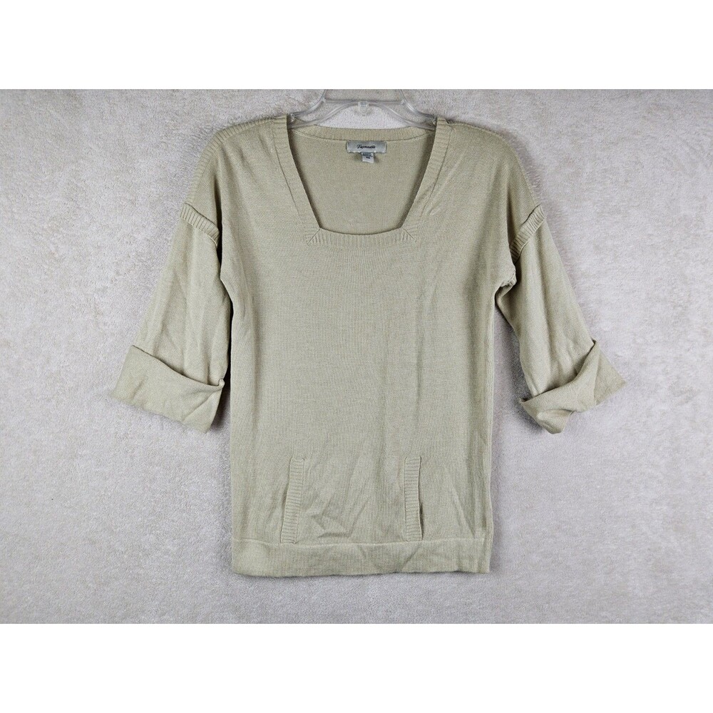 Faconnable Women's 3/4 Sleeve Cuffed Kangaroo Pocket Sweater Size XS